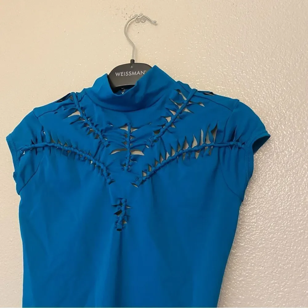 WEISSMAN Balera Dance Costume Woven Mock Neck Leotard MT10942 Teal LC child